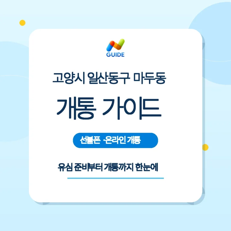 경기 고양시 일산동구 마두동 선불폰 선불유심 개통 안내 이미지